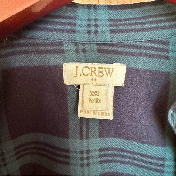 J Crew Casual Green Plaid Flannel XXS - Picture 6 of 7